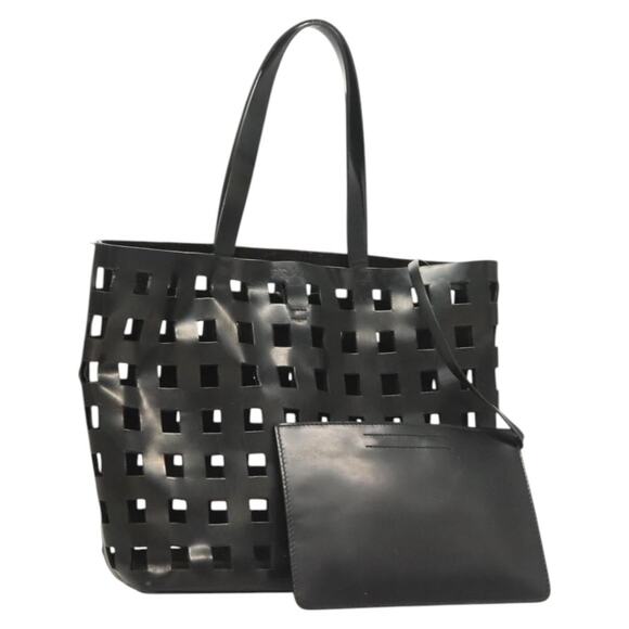 PRADA Tote Bag Leather Black - Picture 1 of 9